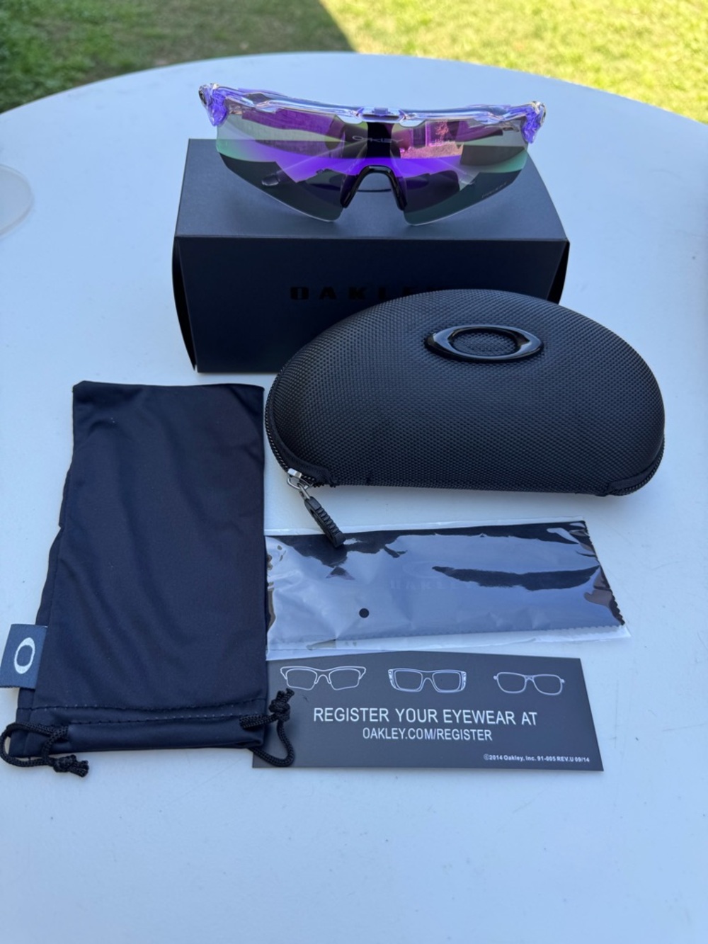Oakley Purple Mirrored Sports Sunglasses with Black Case